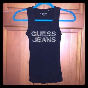 Black ribbed GUESS JEANS sequined tank